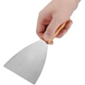 Miniatyrbilde 8 av 9: 2 stk. stekeskrape i rustfritt stål, stekespade for støpejern treskaft skråkant grillspaker for matservering/matlaging/rengjøring, ideell