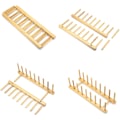 Miniatyrbild 3 av 7: 4-pack bambu skåp diskställ-tallriksställ stativ grytlockhållare, köksskåpsorganisatör för skål, kopp, skärbräda och mer, 33 x 12 x 10,5 cm