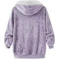 Miniatyrbillede 6 af 7: Hættejakke til kvinder, Teddy Fleece-frakke, Overgangsjakke med hætte og lommer, lynlås, efterår, vinter, plysjakke, fleecejakke, vinter XL A Purple