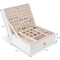 Miniatyrbillede 4 af 7: Smykkeæske Organiser til Halskæde Øreringe Armbånd Ringe, PU Læder Etui med 3 Stablebare Lag, Smykkeæsker Holder til Kvinder Piger White