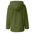 Miniatyrbild 2 av 4: Plush Kavaj med Huva för Kvinnor, Fluffig Fleece-Huvtröja, Vintervarm, Casual, Armég Grön, Storlek M Army Green M