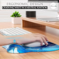 Miniatyrbild 3 av 6: Ergonomisk musmatta med handledsstöd i minnesskum, bekväm datormusmatta för bärbar dator, smärtlindrande handledsstöd Blue Waves