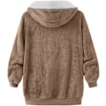 Miniatyrbillede 4 af 7: Hættejakke til kvinder, Teddy Fleece-frakke, Overgangsjakke med hætte og lommer, lynlås, efterår, vinter, plysjakke, fleecejakke, vinter XL B Khaki