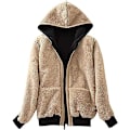 Miniatyrbillede 3 af 7: Dame Casual Vinter Varm Tyk Sherpa Fleece Jakke Fuld Lynlås Hættetrøje Sweatshirt til Kvinder...