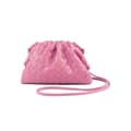 PU Vävd Väska Satchel Cloud Mini Läderkoppling Rosa pink