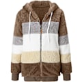 Miniatyrbillede 4 af 6: Hættejakke til kvinder, Teddy Fleece-frakke, Overgangsjakke med hætte og lommer, lynlås, efterår, vinter, plysjakke, fleecejakke, vinter 4XL J Khaki