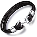 Miniatyrbillede 1 af 5: Herrearmbånd i læder med anker, armbånd i rustfrit stål, håb, kærlighed, flettet læderarmbånd med 3D-hilsningskort Marrón