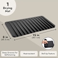 Miniatyrbilde 4 av 6: Selvdrenerende silikonmatte for tørking av oppvask på benken (svart, 15 x 8 tommer) selvdrenerende