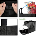 Miniatyrbillede 5 af 7: 2 Stykker Sorte Genanvendelige Indkøbsposer, 38 x 33,5 x 25,5 cm, med Lille Krog, Velegnet til Indkøb, Picnic, Rejser, Strand, DIY, Reklame, Event black