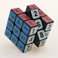 Miniatyrbilde 2 av 2: Tallkube 3x3x3 3 lag jevnt utdanning digital 1-9 kube vri med en kube stativ (svart)
