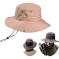 Miniatyrbild 1 av 7: Superbreda solhattar för män, utomhus fiske hink Boonie hatt vattentät andningsbar mesh keps för vandring resor camping trädgårdsskötsel & båtliv Khaki One Size