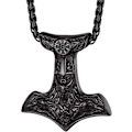 Pikkukuva 1 / 7: Thorin Mjolnir-vasara riipusriipus, pohjoismainen viikinkikirves piikikettulla, ruostumaton teräs 01. Negro
