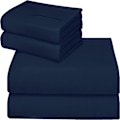 Miniatyrbild 2 av 5: 4-delars sängklädesset 150x200 - Borstad mikrofiberpolyester - Lakan, påslakan och 2 örngott Navy blue