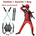 Pikkukuva 1 / 11: Deadpool Puku Cosplay Lasten Body Pojat Lastenpäivän Hienot Juhla-asut + miekat + laukku
