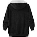 Miniatyrbillede 6 af 7: Hættejakke til kvinder, Teddy Fleece-frakke, Overgangsjakke med hætte og lommer, lynlås, efterår, vinter, plysjakke, fleecejakke, vinter 4XL A Black
