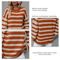 Miniatyrbild 3 av 4: Dam Rundhalsad Långärmad Tröja Pullover Randig Lös Tröja för Utomhusdejting Formell Orange XL
