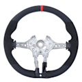 Miniatyrbilde 2 av 8: For M Performance V2 Flatbunn Nappa Suede Rattsving Hjulutskifting for F8X M2 M3 M4 (Rød 12-Klokka Ring)