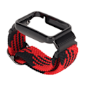 Miniatyrbillede 2 af 8: Strækbar Nylon Flettet Urrem med Beskyttelses Bumper Case Tilbehør Passer til Mi Band 7 Pro Rød Sort og Sort Case