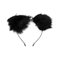 Miniatyrbilde 2 av 8: Plush Katteøre Hodebånd Søt Fluffy Pelsøre Hodeplagg for Halloween Cosplay Party Svart