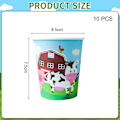 Miniatyrbilde 3 av 4: Gårdskufjøs Ranch Kylling Dyr Barnefødselsdag Borddekking Papirbrett Papirkopp Vev Dekorasjon Festartikler 10PCS