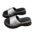 Miniatyrbillede 2 af 8: Platform Slidesandaler Bløde Sål Antislip Komfortable Slip On Sandaler til Hjem Strand Shopping Sølv 38