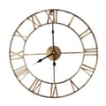 Väggklocka med romerska siffror, modern bronsfinish, klassisk stor väggklocka med romerska siffror för vardagsrum, sovrum, kontorsinredning, stilfull klocka