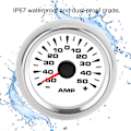 Pikkukuva 6 / 6: 50A Ampeerimittari AMP-mittari LCD-näyttö Askelsähkömoottori Ampeerimittari IP67 Vedenkestävä Universaali Valkoinen Taulu Hopea Kehys