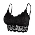 Miniatyrbild 2 av 8: Spets-BH Bralette Vadderad Plus Size Linne Underkläder Hudvänlig Andningsbar Lätt Vadderad BH Underkläder Svart M Dam