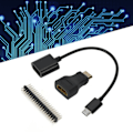 Miniatyrbild 1 av 8: Mini HD till HD-adapter Micro USB till USB-hona strömkabel 40P för Raspberry Pi Zero stiftkit