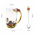 Miniatyrbilde 1 av 10: 2 stk tekopp i glass, blyfri håndlaget emalje sommerfugl og blå roseblomst tekrus med håndtak, unike personlige bursdagsgaveideer for kvinner