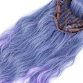 Miniatyrbilde 3 av 8: Langt krøllete parykk for kvinner i gråblå gradient - Stilig cosplay-parykk for fest - Syntetisk parykk 60 cm