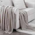 Miniatyrbilde 3 av 5: Kastteppe Teksturert Solid Myk Sofa Dekorativ Strikket Teppe, 50\" x 60\" khaki