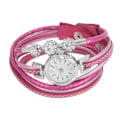 Miniatyrbillede 2 af 4: Damer Rhinestone PU Rem Støt Rundt Urværk Armbåndsur (Roserød)