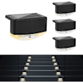 Miniatyrbild 1 av 7: Däcklampor Solcellsdrivna, Utomhus Trappstegslampor 4-pack, Högkvalitativ LED-plast, Solid Konstruktion, Vattentät IP65, Uppladdningsbart Batteri, Enkel