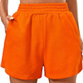 Miniatyrbilde 2 av 2: Vidde Ben Shorts Elastisk Høy Midje Ensfarget Casual Tilpassede Sports Shorts for Kvinner Dating Orange L