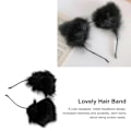 Miniatyrbilde 8 av 8: Plush Katteøre Hodebånd Søt Fluffy Pelsøre Hodeplagg for Halloween Cosplay Party Svart