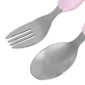 Miniatyrbilde 1 av 8: 2 stk Søt Babygaffel i Rustfritt Stål Bærbar Tegneserie Barn Skje Spisebestikksett Rosa