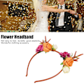 Miniatyrbilde 5 av 8: Motebevisst Hodebånd med Blomster-Reinsdyrgevir - Blomsterkrans for Fest, Cosplay, Bryllup, Jul - Roserød