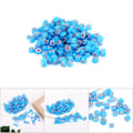 Miniatyrbillede 1 af 2: 50g / pose Millefiori Glas Fusible Glasperler Blomst Mønster DIY Håndlavet Dekoration (QH4-3 Blå Hvid Fem Kronblade Blomst)