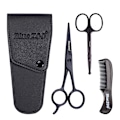Miniatyrbillede 2 af 2: Mænd Professionel Skrabebørste Skægkam Stainless Steel Saks Grooming Kit + Sort Taske