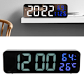Miniatyrbilde 1 av 8: LED 9,1 tommers speilklokke Multifunksjonell digital alarmklokke med dato, fuktighet for soverom, stue, kontor