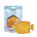 Miniatyrbilde 1 av 2: Fiskformet ansiktsvaskesvamp i naturlig materiale for ansikt og kropp - Tørr (Ingefærgul)