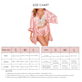 Miniatyrbild 1 av 2: 4 st Kvinnor Pyjamas Set Casual Bältesrock Spets Bralette och Shorts Sovkläder Set för Hemma Rosa Randig (Rock + Bälte + BH + Byxor) M
