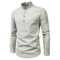 Miniatyrbillede 2 af 2: Mænds Skjorte Grå Slim Fit Stående Krave Ren Farve Elegant Blød Mænds Henley Skjorte til Forretning Arbejde Kontor Grå L