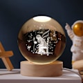 Miniatyrbillede 8 af 8: 3D Krystal Kugle 3,1 tommer i Diameter med Belysning i Træbase, USB-Strøm, Krystal Kugle Natlampe til Familie, Soveværelse, Kontor