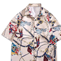 Miniatyrbillede 3 af 8: Skjorte Korte Ærmer Knapper Pæn Print Behagelig Løstsiddende Polyester Bluser til Mænd Kvinder Khaki L