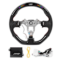 Miniatyrbild 2 av 7: LED Performance Kolfiber Race Display Rattstyre Perforerat Läder Med Röd Sömmar Passar för Nissan Skyline GT-R R34 1999-2002
