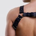Miniatyrbillede 4 af 8: Mænds Brystsele Justerbar PU Læder Kropssele Bælte til Clubwear Kostumefest Sort Fri Størrelse