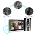 Miniatyrbillede 7 af 8: 7 tommer LCD Videodørklokke Ledningsført 2-vejs Radio Nattesyn TFT Display ID-kort Regntæt 100‑240VEU Stik