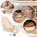 Miniatyrbild 2 av 5: 25cm Brödjäskorg Set Oval Naturlig Rattan Surdeg Jäskorg Deg Skrapa Tyg Foder Borste